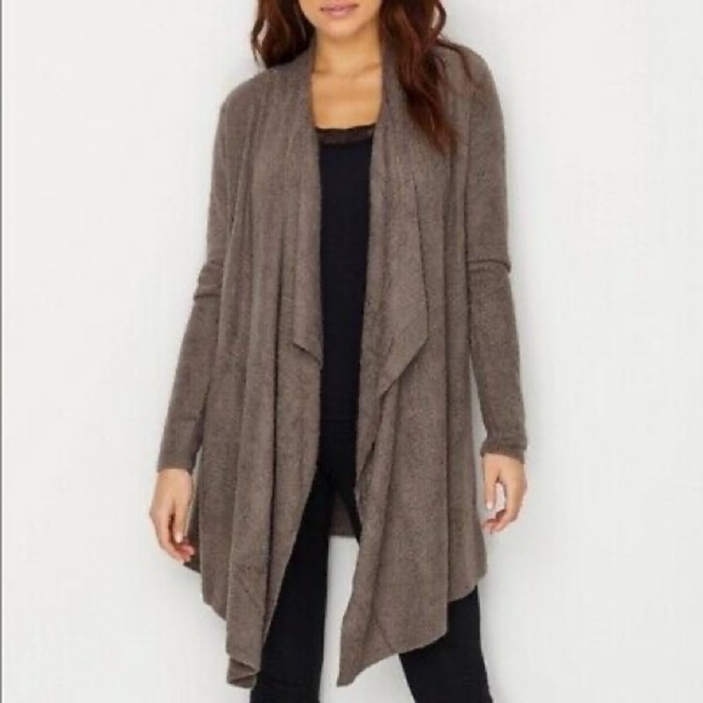 BAREFOOT DREAMS Taupe Cozychic Lite Island Wrap Cardigan size 2X MSRP $110 - Picture 9 of 9